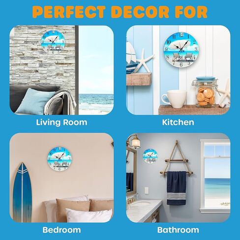 ساعة حائط زجاجية على شكل حورية البحر جديدة 13"X 13" لديكور المنزل على الشاطئ البحري البحري البحري in Kuwait