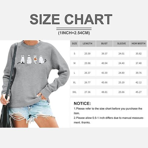 MNLYBABY Halloween Cat Sweatshirt Women Funny Cat Ghost Graphic Shirt Gifts Spooky Long Sleeve Crewneck Shirt Tops in Kuwait