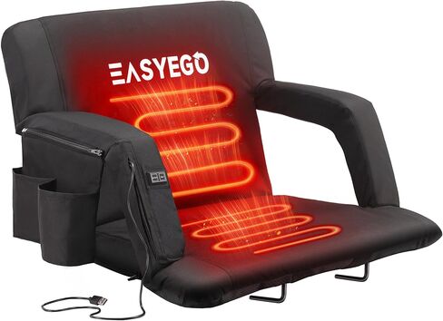 مقعد ملعب مُدفأ للمبيض مع مسند ظهر ووسادة بعرض 25 بوصة، منطقتين للتدفئة، 3 مستويات للتدفئة، 6 أوضاع قابلة للتعديل، مناسب للرياضات الخارجية (لا يشمل بنك الطاقة) in Kuwait
