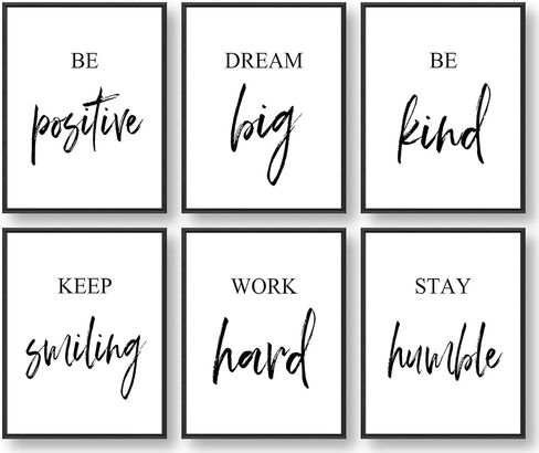 GIFTSFARM Vintage Posters, Retro Wall Art, Retro Poster for Room Aesthetic, Cute Wall Decor, Positive Quote Poster for Bedroom Dorm Classroom, Inspirational Wall Art (Set of 6, 8 x 10 in, Unframed) in Saudi Arabia