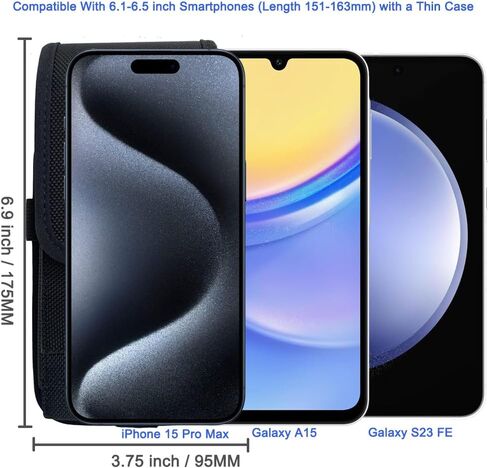 Phone Holster for iPhone 15, 15 Pro, 14, 14 Pro, 13, 13 Pro, 12, 12 Pro, SE 2022 and Samsung Galaxy S24 S23 S22 S10e - Belt Phone Case - Cell Phone Belt Holder - Belt Pouch, Nylon, with Clip Loop in Saudi Arabia