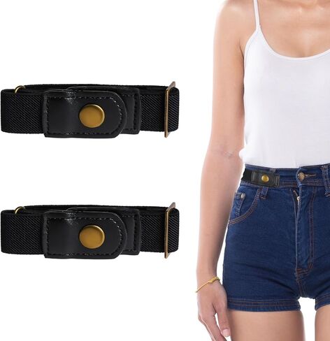 DIVINA VITAE حزام بدون إبزيم للرجال والنساء، حزام مطاطي بدون إبزيم قابل للتعديل للنساء، حزام جانبي غير مرئي بدون إبزيم حزام مريح للسراويل القصيرة والفستان (زوج واحد) in Kuwait