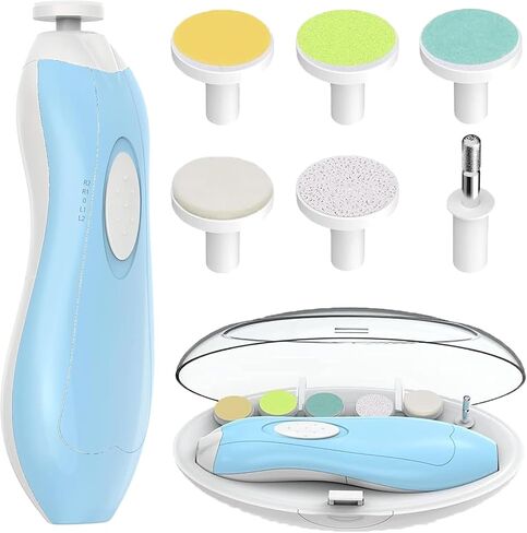 ANKYLE Baby Nail Electric Trimmer, Polish Grooming Kit with 6 Grinding Head - LED Light Safe Nail Clippers Nail File Kit for Infant Toddler or Adults Toes and Fingernails - Trim(Green) in Saudi Arabia