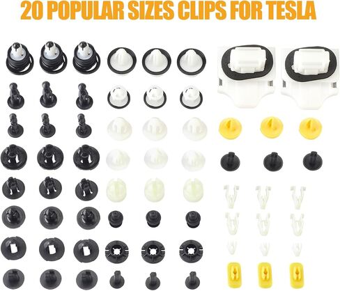 72 PCS Tesla Clips Bumper Fender Liner Push Retainer Fastener Clips for Tesla Body Interior and Exterior Retainer Fastener Clip, 20 Popular Sizes Tesla Fasteners Tesla Rivets Tesla Accessories in Saudi Arabia