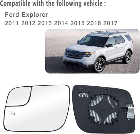 Driver Side View Heated Mirror Glass Replacement For 2011 2012 2013 2014 2015 2016 2017 Ford Explorer Mirror - Ford Explorer Driver Side Mirror Convex With Backing Plate in Kuwait