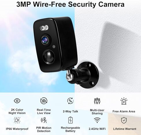 كاميرا ACABEA WiFi 1080P كاميرات مراقبة منزلية تخزين سحابي/بطاقة SD in Kuwait