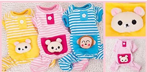 بيجامة للكلاب الأليفة من القطن الناعم، بذلة لطيفة بشكل عام، ملابس شريطية للقطط والكلاب، ملابس مريحة للعب والنوم in Kuwait