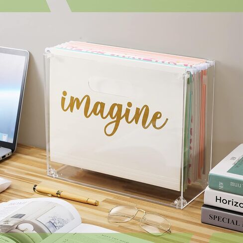 Sintuff 2 Pcs Clear File Box Slim Acrylic File Organizer with Handle Acrylic Small Hanging File Holder Office Boxes Storage Containers for Document Notebook Books Desktop Collection Home School in Saudi Arabia