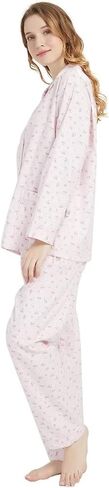 GLOBAL Comfy Pajamas for Women 2-Piece Warm and Cozy Flannel Pj Set of Loungewear Button Front Top Pants in Saudi Arabia