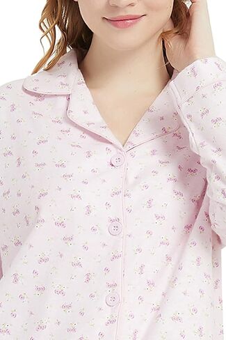 GLOBAL Comfy Pajamas for Women 2-Piece Warm and Cozy Flannel Pj Set of Loungewear Button Front Top Pants in Saudi Arabia