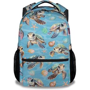 AIOMXZZ Sea Turtle School Backpack for Kids, 16 Inch Green Backpacks for Girls, Cartoon, Durable, Lightweight, Large Capacity Bookbag for Travel