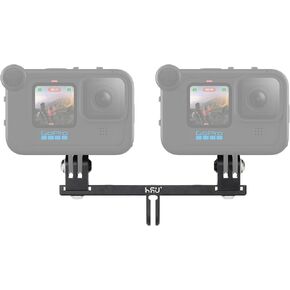 HSU Aluminum Dual Twin Mount, 1/4-20 Cold Shoe Mount Adapter for GoPro Hero 12/11/10/9/8/7/6/5/4 DJI Omso Action AKASO Campark and Other Action Cameras in Kuwait
