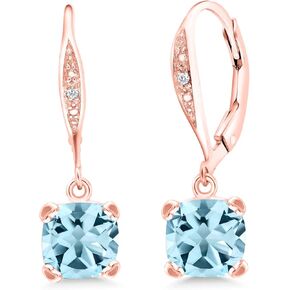 Gem Stone King 925 Sterling Silver Red Garnet and White Diamond Earrings For Women (3.71 Cttw, Gemstone January Birthstone, Cushion 7MM)