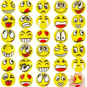 30 Pcs Face Stress Balls,2.5 Inch Funny Face Squeeze Balls,Emotion Squeeze Foam Balls,Foam Balls for Hand Wrist Stress Reliefs Finger Exercise