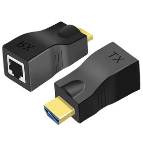 Hdmi Extender Over Ethernet Cat 6/ 7/ 8 Cable, HDMI to RJ45 Ethernet Network Converter, Support Audio Video 1080P UP to 98FT(30m), Suitable for HDTV, Computer, Set Top Box, PS3 4, Projector, Monitor