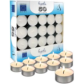 Hyoola Tea Lights Candles - 50 Bulk Candles Pack - Tea Candles Unscented- European Made Tealight Candles