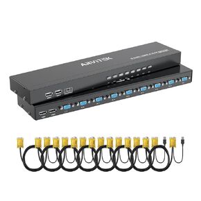 8 Port HDMI KVM Switch for 8 Computers Share 1 Monitor, 4K@30Hz 8 in 1 Out KVM Switcher with 4 USB2.0 Ports for Keyboard Mouse Printer, Included 8pcs HDMI KVM Cables & Remotes