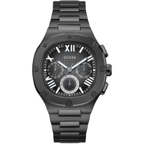 GUESS Men's 42mm Watch - Gold Tone Strap Black Dial Gold Tone Case