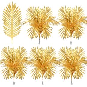 30 Pcs 25 Inch Artificial Palm Leaves Green Large Faux Plants Plastic Palm Fronds Fake Tropical Greenery Palm Tree Leaves Decorations Leaf Decor for Palm Floral Arrangement Jungle Beach Wedding Party
