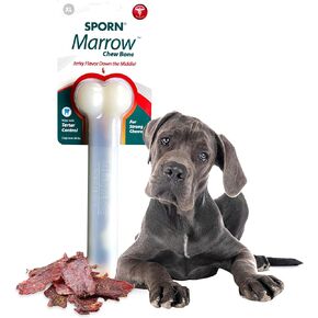 Sporn Durable Marrow Dog Chew Bones for Aggressive Chewers, Jerky Flavor Dog Chew Toys for Small Dogs, Made with Strong Nylon Dog Dental Chew Toy, Gluten-Free & Non-Toxic, Small