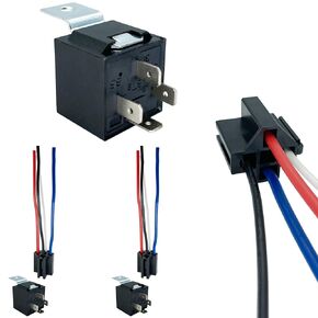 irhapsody 4-pin 40/30AMP 12V Relay Kit, Spst 12-Volt 6-Pack Automotive Relay, with Interlocking Harness Socket Holder and Heavy-Duty Pigtail