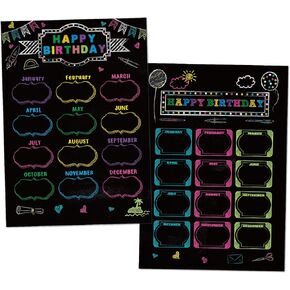 Estune 2 Pcs Happy Birthday Chart Birthday Poster for Classroom Birthday Classroom Calendar Bulletin Board Classroom Decorations for Back to School Supply, 17.5''x12.4'' (Welcome)