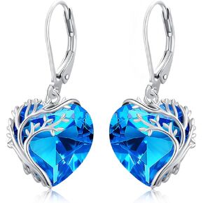 Tree of Life Earrings for Women 925 Sterling Silver Tree of Life Drop Earrings with Crystals Tree of Life Jewelry Gifts for Women Girls