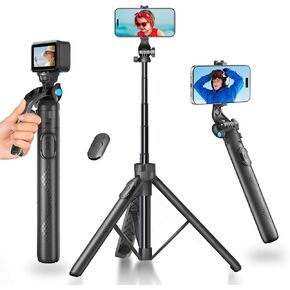 Selfie Stick Tripod, Lusweimi 63" Professional Phone Tripod with Wireless Remote, Portable Travel Tripod Stand Compatible with iPhone Android for Selfie/Video Recording/Live Streaming/Vlogging
