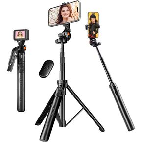 Selfie Stick Tripod, Lusweimi 63" Professional Phone Tripod with Wireless Remote, Portable Travel Tripod Stand Compatible with iPhone Android for Selfie/Video Recording/Live Streaming/Vlogging