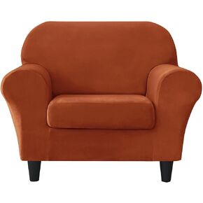 OBCREAT 4 Pieces Sofa Slipcover Stretch Velvet Sofa Covers for 3 Cushion Couch Soft Couch Cover with Elastic Bottom Non Slip Furniture Protector for Pets Kids (Burnt Orange, Large) in Kuwait
