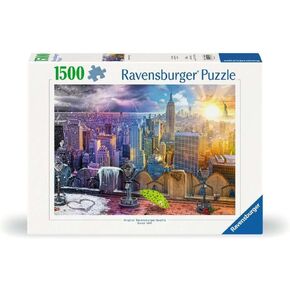 Ravensburger 16008 Day and Night New York Skyline 1500 Piece Puzzle for Adults - Every Piece is Unique, Softclick Technology Means Pieces Fit Together Perfectly, Blue