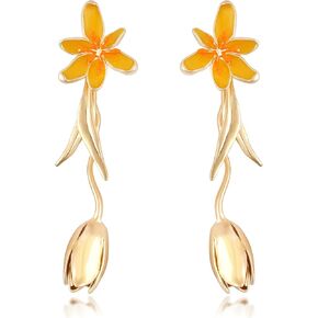 Rosedate Flower Drop Earrings for Women Alloy Flower Statement Earrings Holiday Earrings Chic Boho Jewelry for Women and Girls