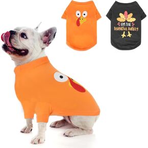 BWOGUE 2 Pack Thanksgiving Dog Shirts for Large Dogs, Turkey Printed Dog T-Shirts Soft Breathable Pet Clothes Cosplay Pet Apparel for Medium Large Dogs