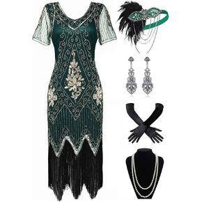 بيبيوند فستان آرت ديكو مزين بالترتر بشراشيب من عشرينيات القرن الماضي فستان غاتسبي التنكري بنمط العشرينات in Kuwait