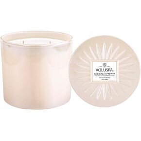 Voluspa Coconut Papaya Candle | Grande Maison 3 Wick Glass | 36 Oz. | 100 Hour Burn Time |Coconut Wax and Natural Wicks for a Cleaner Burn | Vegan