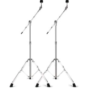 2 Pack Boom Cymbal Stand, Adjustable Cymbal Stand for Drum Hardware Percussion Mount Holder Gear Set Drum Hardware Set for Mounting Crash, Ride, Splash Cymbals, Double Braced Legs with Rubber Feet