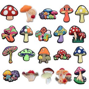 Fungi Fun 20pcs Glow in the Dark Mushroom Shoe Charms for Clog Slides Sandals, Glowing Cute Mushroom Shoe Decoration, Kawaii Colorful Luminous Mushroom Shoe Pins Accessories for Kid Girls,Boys Party