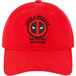 Concept One Marvel Deadpool Have A Nice Day Cotton Adjustable Baseball Hat with Curved Brim, Red, One Size