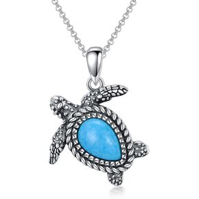 Sea Turtle Heart Necklace for Women 925 Sterling Silver Topaz Turtle Pendant Jewelry Birthday Gifts for Daughter Girls Wife Mom