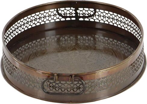Deco 79 Traditional Metal Oval Tray, Set of 2 17", 14"W, Brown in Saudi Arabia