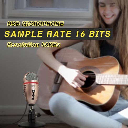 USB Condenser Podcasting Microphone PC Mic with Desktop Base for Live Streaming, Recording,Gaming, Black in Saudi Arabia