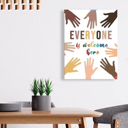 نحن نأتي في شكل إطار جميل من القماش الكتاني الجداري، التنوع الحديث، اقتباس تحفيزي، لوحة فنية جدارية قماشية جاهزة للتعليق للحانة / النادي / المقهى، 12 بوصة × 15 بوصة in Kuwait