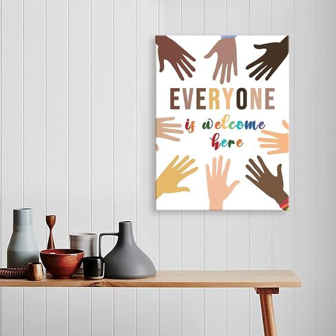 نحن نأتي في شكل إطار جميل من القماش الكتاني الجداري، التنوع الحديث، اقتباس تحفيزي، لوحة فنية جدارية قماشية جاهزة للتعليق للحانة / النادي / المقهى، 12 بوصة × 15 بوصة in Kuwait