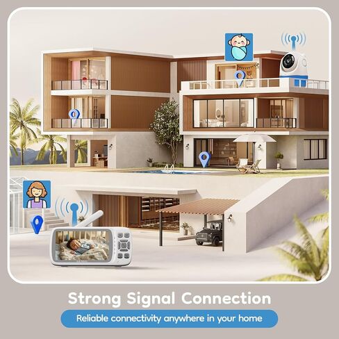 جهاز مراقبة الأطفال GUSGU 1080P، ENC (إلغاء الضوضاء البيئية) 5 بوصة جهاز مراقبة الأطفال بالفيديو بدون واي فاي مع الكاميرا والصوت، اختراق قوي للإشارة، موسيقى DIY، 5000 مللي أمبير، حامل حائط بدون حفر، بطاقة تهنئة in Kuwait