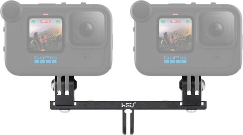 HSU Aluminum Dual Twin Mount, 1/4-20 Cold Shoe Mount Adapter for GoPro Hero 12/11/10/9/8/7/6/5/4 DJI Omso Action AKASO Campark and Other Action Cameras in Kuwait