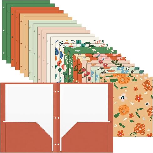 Kosiz 24 Pack Decorative File Folders 2 Pockets Folder with 3 Holes 9.5 x 11.5 Inch Floral Folders Letter Size 12 Designs Cute Folders Back to School Gifts for Office Documents Business Card Supplies in Saudi Arabia