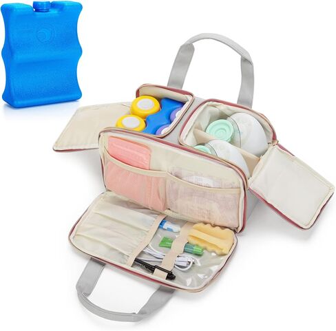Damero Wearable Breast Pump Bag with Ice Pack Compatible with Elvie Breast Pump, Carrying Bag for Wearable Breast Pump, Bottles, Pump Parts and More, Patent Design in Saudi Arabia