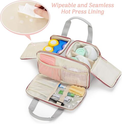 Damero Wearable Breast Pump Bag with Ice Pack Compatible with Elvie Breast Pump, Carrying Bag for Wearable Breast Pump, Bottles, Pump Parts and More, Patent Design in Saudi Arabia