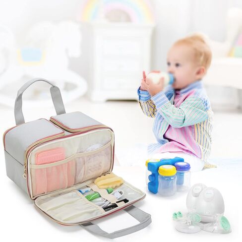 Damero Wearable Breast Pump Bag with Ice Pack Compatible with Elvie Breast Pump, Carrying Bag for Wearable Breast Pump, Bottles, Pump Parts and More, Patent Design in Saudi Arabia