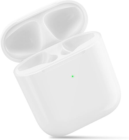 متوافق مع حافظة شحن AirPods الجيل الأول والثاني، حافظة بديلة لشاحن لاسلكي لحافظة AirPods الجيل الثاني مع زر مزامنة بلوتوث، أبيض (بدون سماعات رأس) in Saudi Arabia